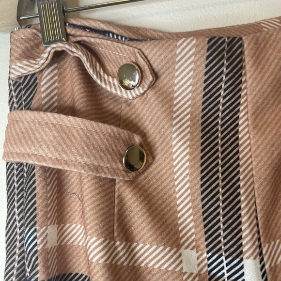 Women Dress Pants Small Brown Striped Print High Waist Leg Straigth Stretch Soft - Picture 13 of 16